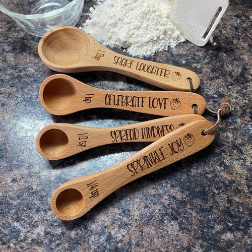Measuring Spoons for the Wedding Couple. Engraved Wooden Spoons Share the Love. Gift for the Baker. - C & A Engraving and Gifts