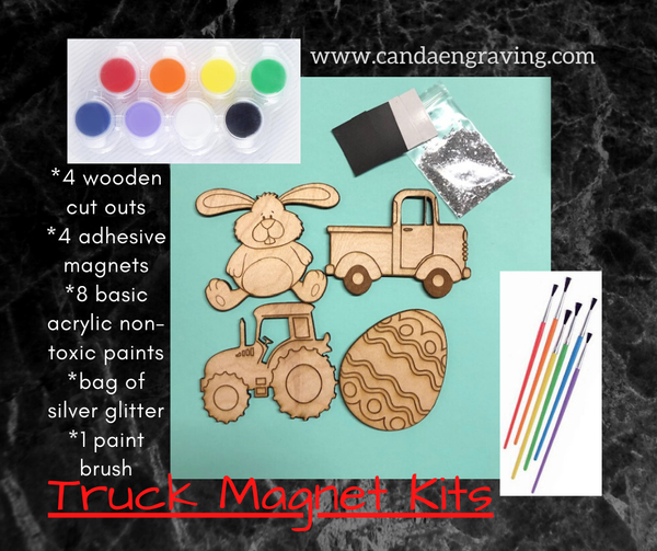Kids Do It Yourself Painted Magnet Kits. Girls Easter Kit. Boys Easter Kit. - C & A Engraving and Gifts