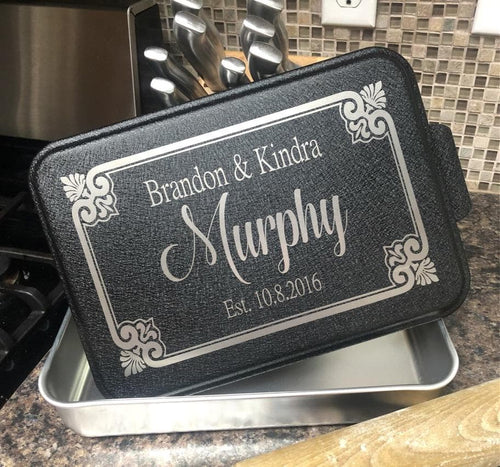 Personalized Cake Pan with Lid. Happiness is Homemade Design. - C & A Engraving and Gifts