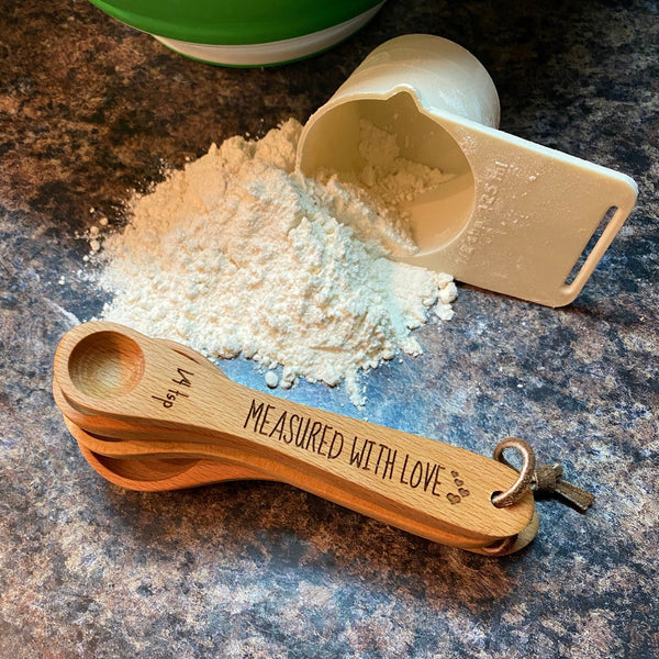 Measuring Wooden Spoons for Grandma. Engraved Measured With Love Spoons. Bridal Shower Gift. - C & A Engraving and Gifts