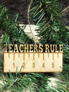 Teacher Ornament Wooden. Pencil Ornament. Apple Teacher Ornament. Teacher Christmas Ornament. - C & A Engraving and Gifts