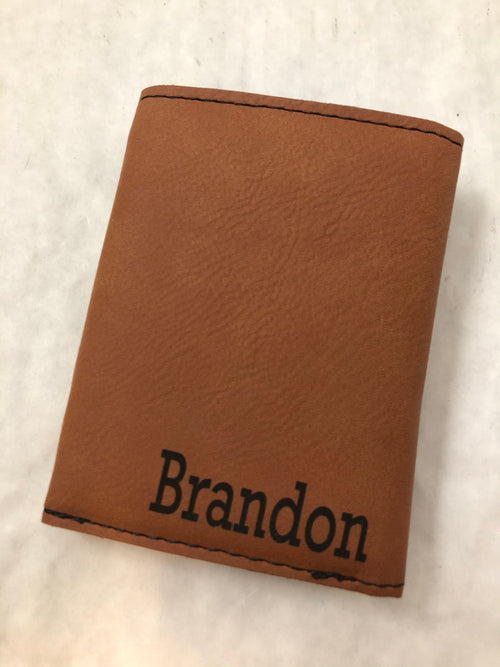 Personalized Mens Wallet. Engraved Tri-fold Leatherette Wallets. - C & A Engraving and Gifts