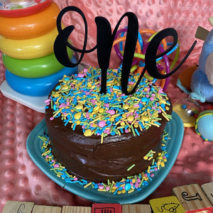 Script One Birthday Cake Topper. Smash Cake Topper. First Birthday Cake Topper. - C & A Engraving and Gifts