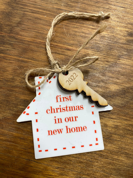 New Home Ornament. Realtor Christmas Gift. 2022 Wooden House Tree Ornament. - C & A Engraving and Gifts