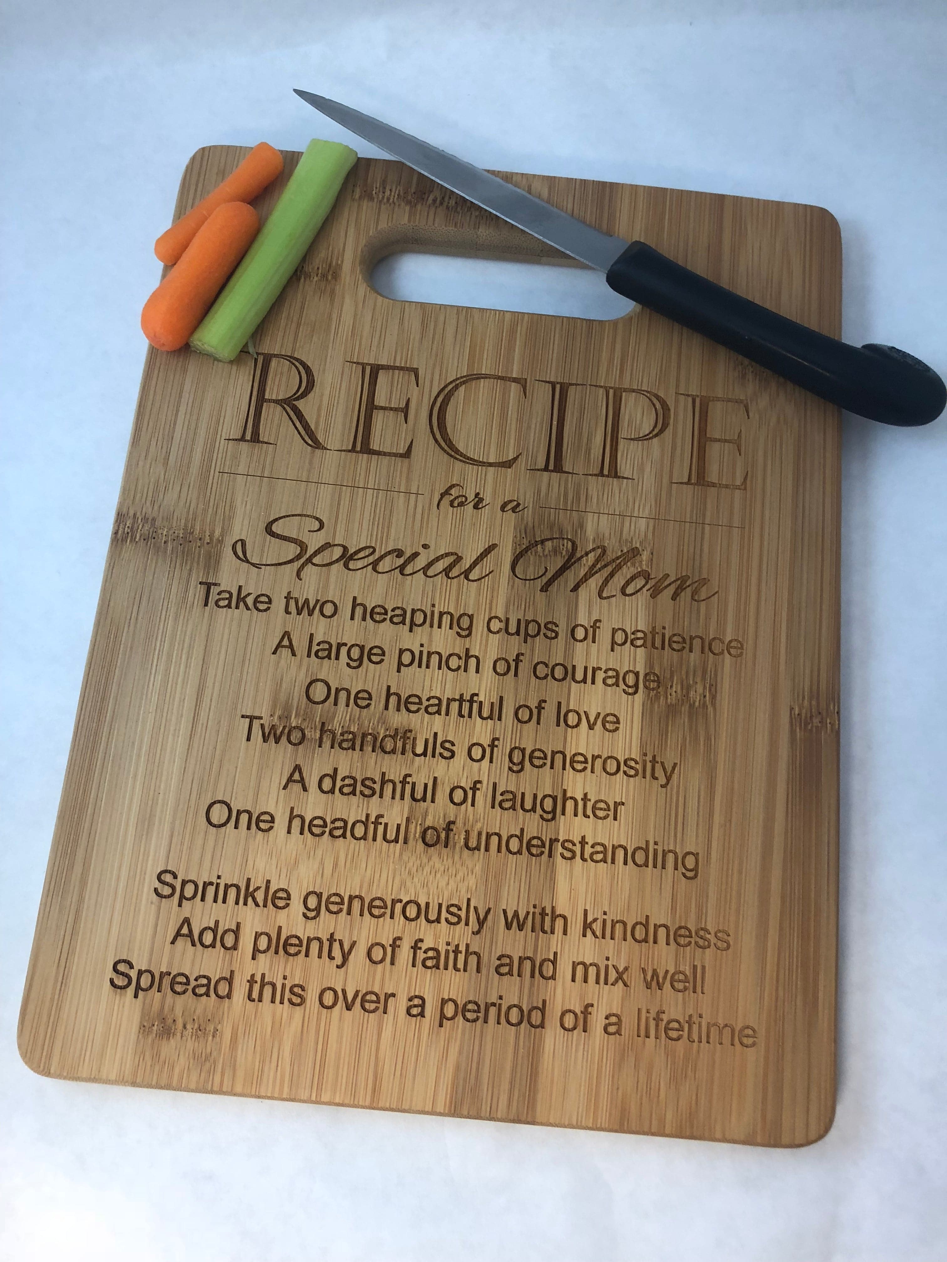 KITCHENVOY Mom Cutting Board Special Love Heart Poem Laser Engraved Bamboo  Board as Gift for Mom on Mother's Day, Holiday - Birthday Presents for