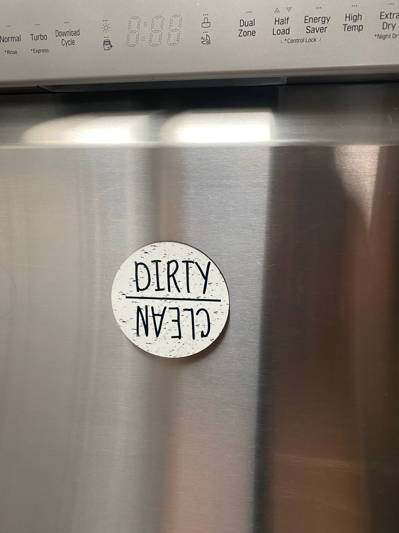 Dishwasher Round Magnet.  Clean Or Dirty Dishwasher Rustic Farmhouse Magnet. - C & A Engraving and Gifts