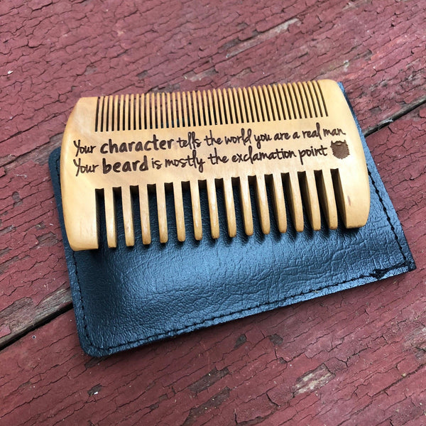 Personalized Wooden Beard Comb & Case. Groomsman Gift. Engraved Beard Comb. Custom Beard Brush. - C & A Engraving and Gifts