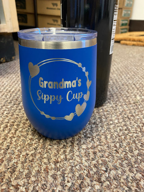 Mommy Sippy Cup. Engraved Grandma Sippy Wineglass Tumbler. Mother's Day. New Mom Gift. - C & A Engraving and Gifts