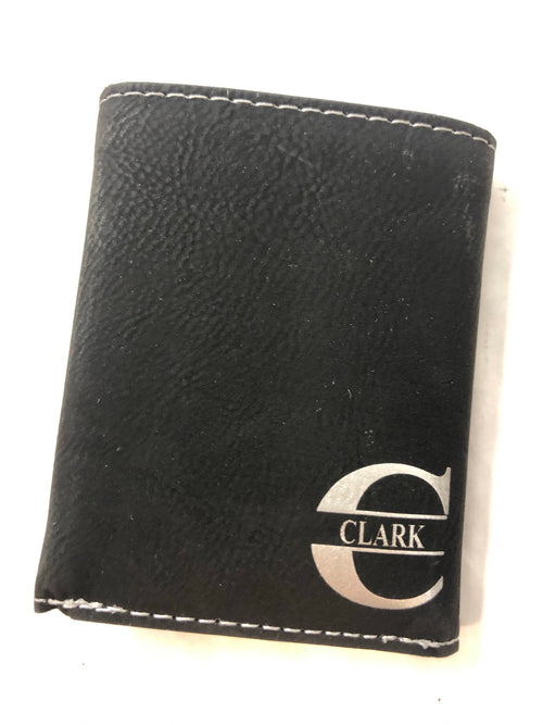 Personalized Mens Wallet. Engraved Tri-fold Leatherette Wallets. - C & A Engraving and Gifts