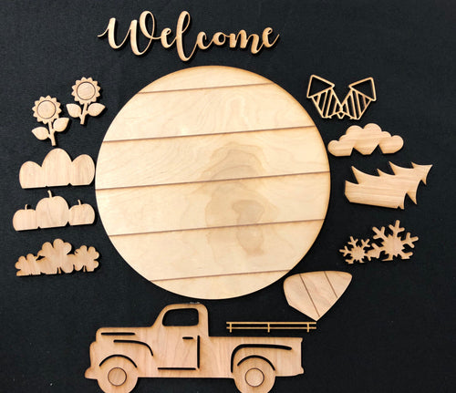 Shiplap DIY Rustic Truck Wooden Sign. Old Truck Interchangeable Farmhouse Decor. Paint It Yourself. - C & A Engraving and Gifts