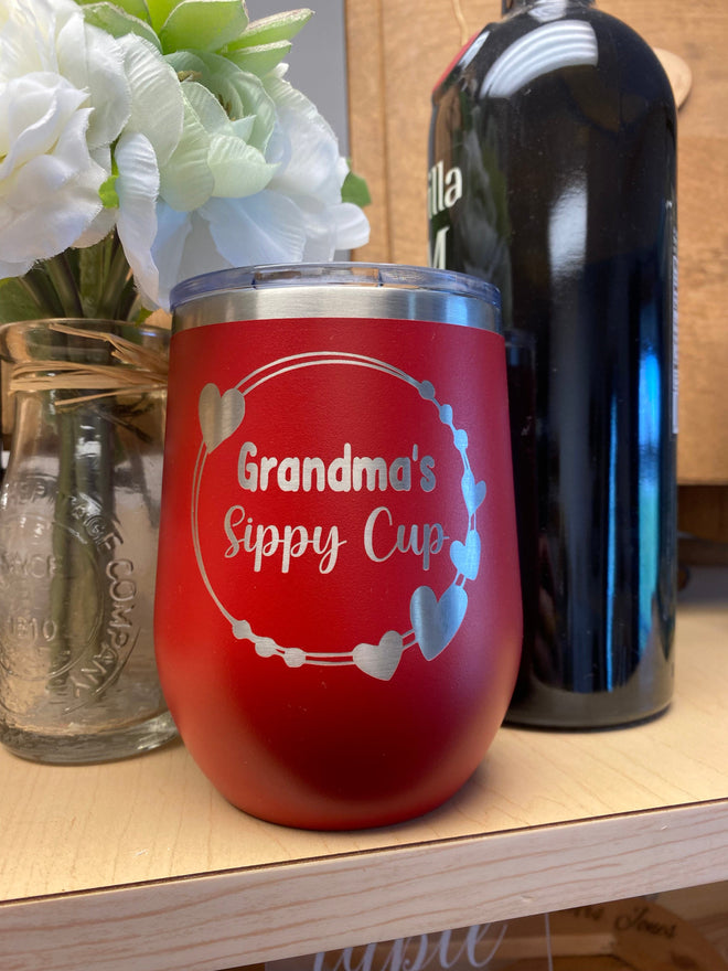 red grandma's sippy cup