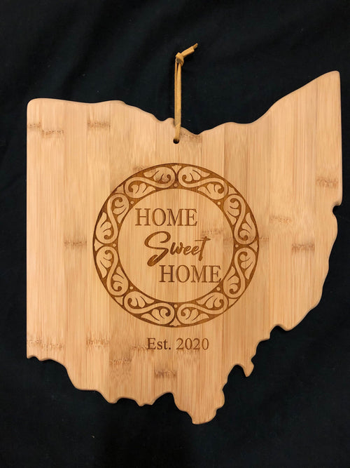 Ohio State Shape Cutting Board. Engraved Realtor Gift. - C & A Engraving and Gifts