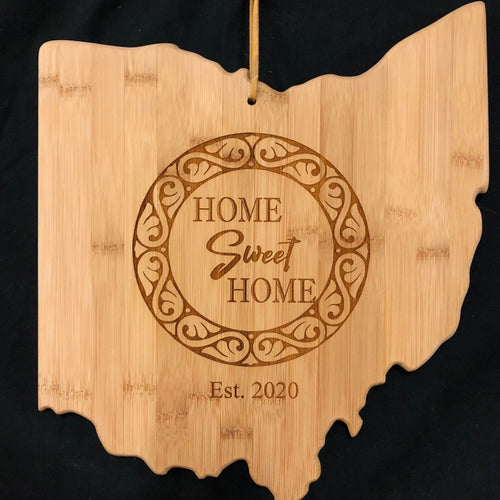 Ohio State Shape Cutting Board. Engraved Realtor Gift. - C & A Engraving and Gifts