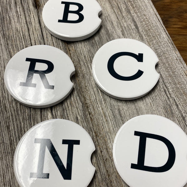 Initial Car Coasters. Personalized Car Coaster. - C & A Engraving and Gifts