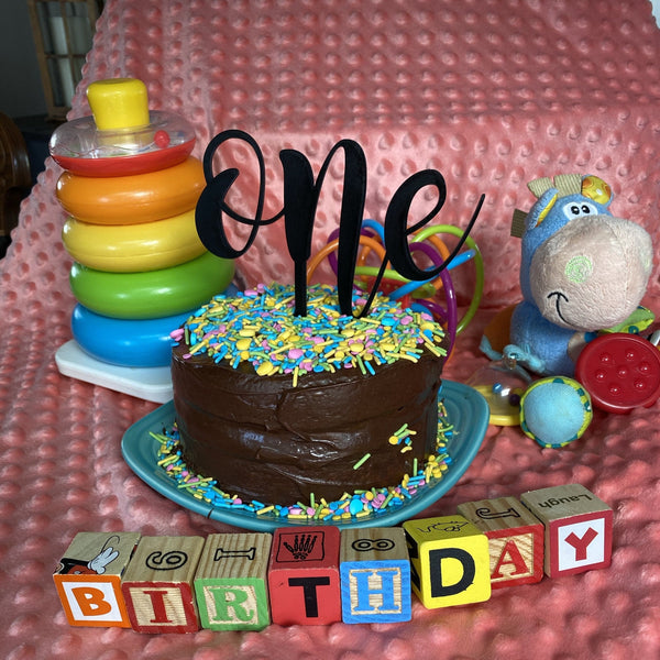 Script One Birthday Cake Topper. Smash Cake Topper. First Birthday Cake Topper. - C & A Engraving and Gifts