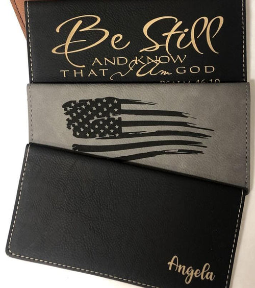 Personalized Checkbook Cover. Engraved Leatherette Checkbook. Military Checkbook Cover. - C & A Engraving and Gifts