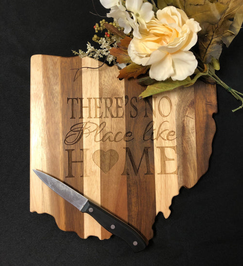 Ohio State Shape Shiplap Cutting Board. Engraved Realtor Gift. Home Sweet Home. - C & A Engraving and Gifts