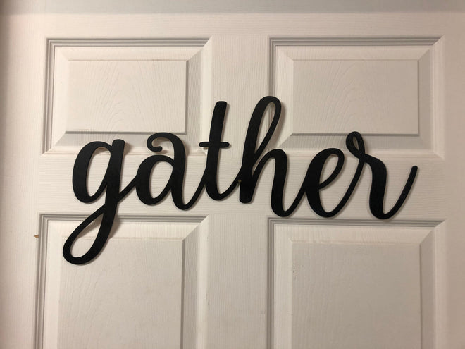 Gather Words. Gather Wall Decor. Wooden Gather Cut Out. Gather Sign. - C & A Engraving and Gifts