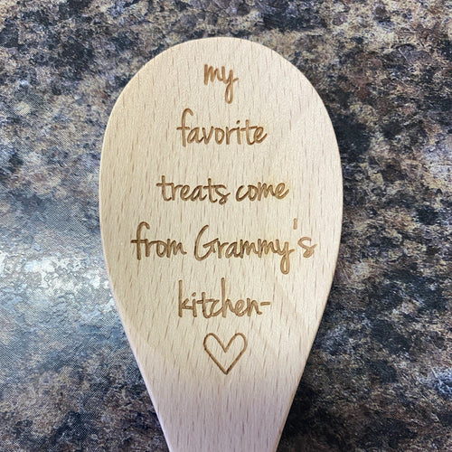 Grandma Wooden Engraved Beechwood Spoon. Grammy’s Kitchen Beechwood Spoon. - C & A Engraving and Gifts