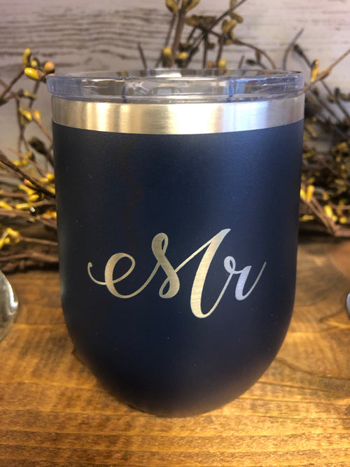 Mr and Mrs Stemless Engraved Wine Tumbler. - C & A Engraving and Gifts