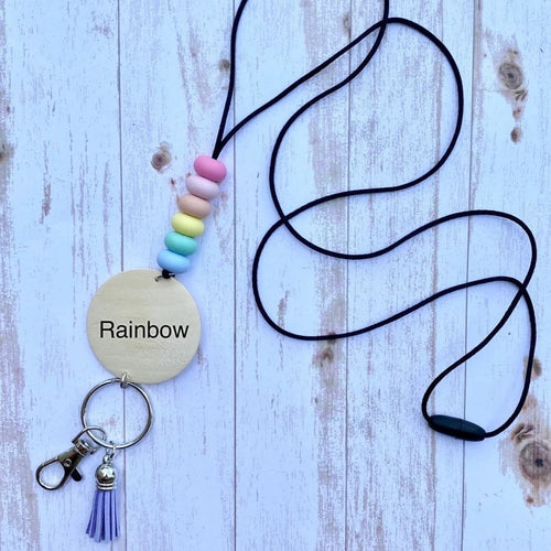 Personalized Teacher Lanyard. Gift for Her. Teacher ID Holder. Silicone Bauble Lanyard Keychain. Beaded Lanyard with Engraved Pendant. - C & A Engraving and Gifts