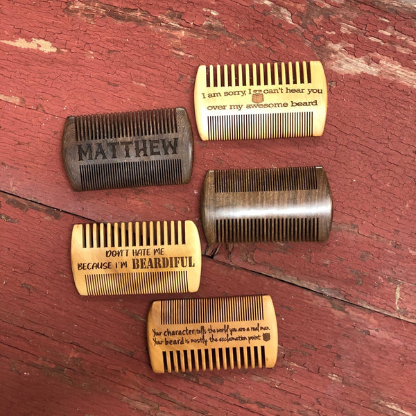 Personalized Wooden Beard Comb & Case. Groomsman Gift. Engraved Beard Comb. Custom Beard Brush. - C & A Engraving and Gifts