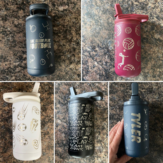 Sports Tumbler Water Bottle. Kids Personalized Water Bottle. Engraved Tumbler for Kids. - C & A Engraving and Gifts