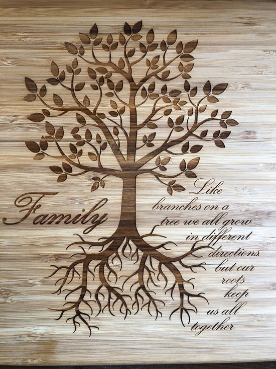 Engraved Bamboo Cutting Board with Family Tree Roots. – C & A Engraving ...
