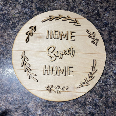 Home Sweet Home Blank Wood Shiplap Sign. 10 Inch Unfinished Round 3D Sign. Paint It Yourself. - C & A Engraving and Gifts