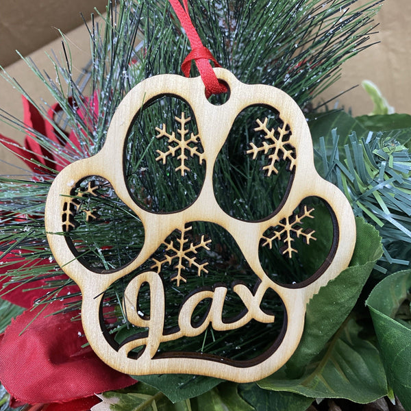 Personalized Dog or Cat Paw Christmas Ornament. Pet Christmas Ornament. - C & A Engraving and Gifts