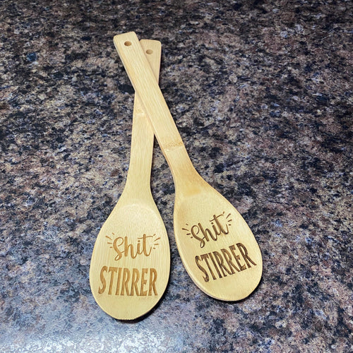 Shit Stirrer. Pot Stirrer. Wooden Spoon Engraved. 