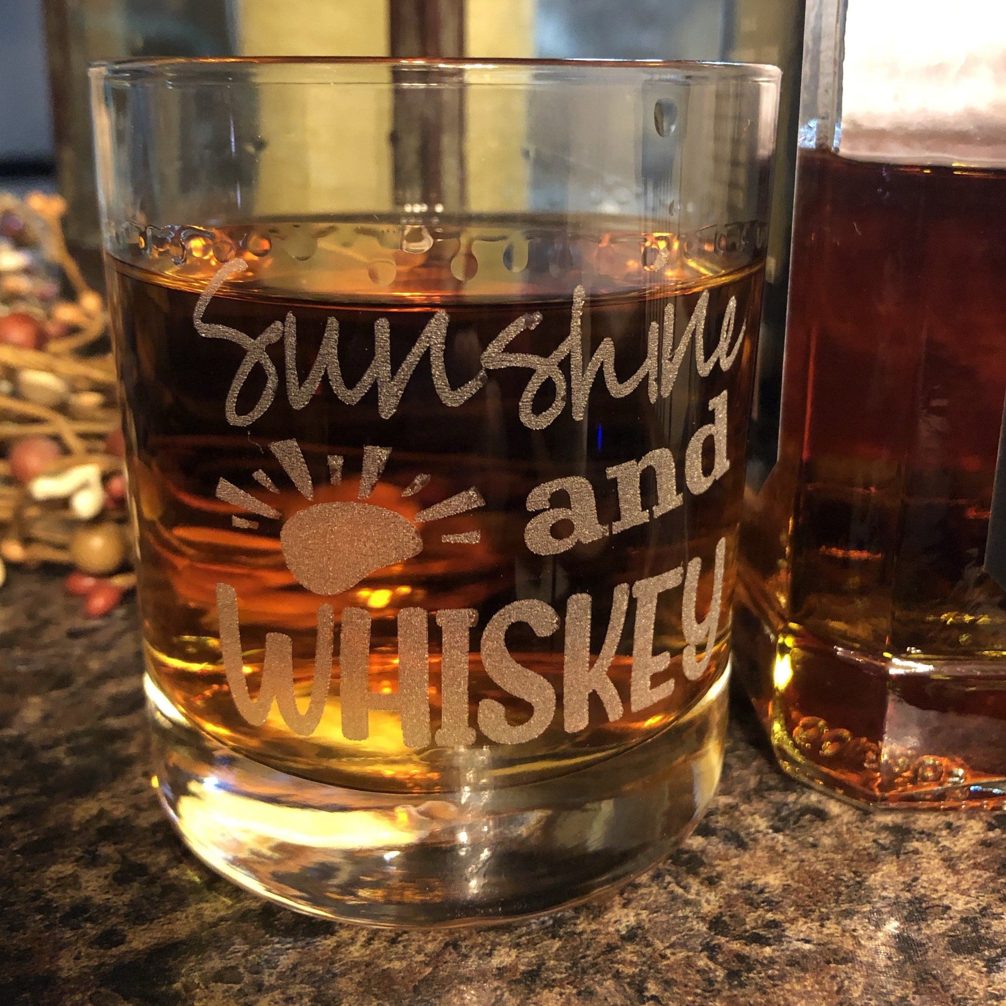 Sunshine and Whiskey Engraved Glass. Bourbon and Sunshine Glass. - C & A Engraving and Gifts