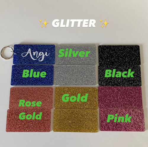 10 Acrylic Solid or Glitter Rectangle Blanks With Holes or Without.  Keychain Blanks. Lanyard Blanks. Craft Blanks for Vinyl.