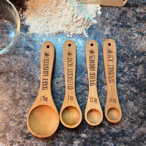 Wooden Measuring Cups, Measuring Spoons, Baking Gifts, Mom