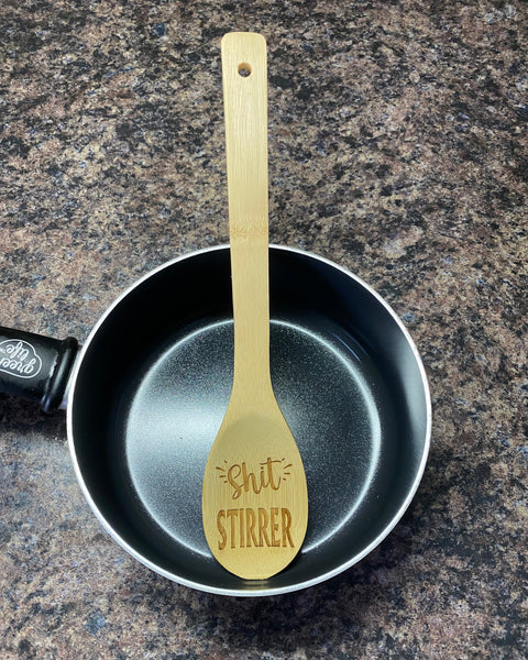 Shit Stirrer. Pot Stirrer. Wooden Spoon Engraved. - C & A Engraving and Gifts