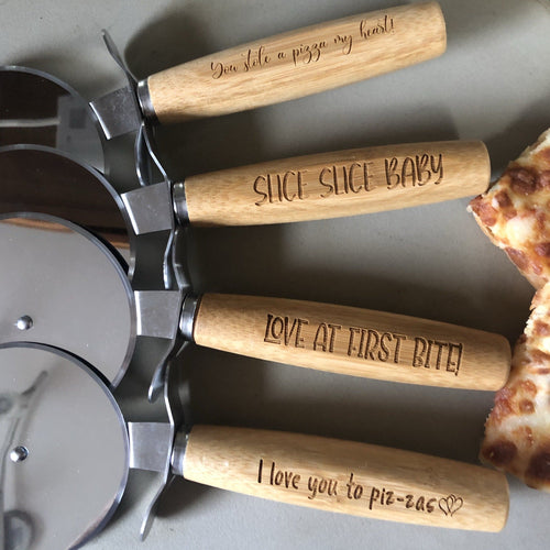 Engraved Wooden Pizza Cutter. Personalized Pizza Cutter. - C & A Engraving and Gifts