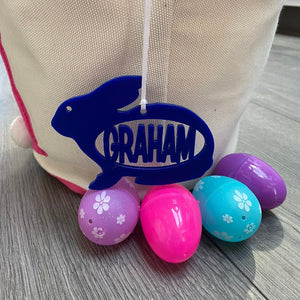 Easter Basket Personalized Acrylic Tag. Name Tag for Easter. Bunny Basket Tag. Easter Ornament. - C & A Engraving and Gifts