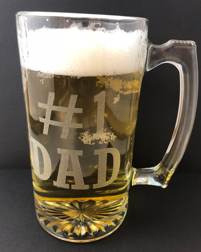 #1 Dad Beer Mug. Fathers Day Gift. - C & A Engraving and Gifts