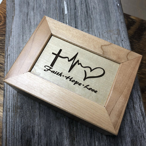 Maple Keepsake Box. Jewelry Box Rectangular Religious - C & A Engraving and Gifts