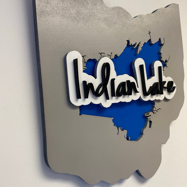 Indian Lake Ohio 3D Wooden Sign. - C & A Engraving and Gifts