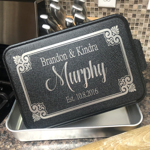 Personalized Wedding Aluminum Baking Pan with Lid. Wedding Engraved Cake Pan. Mr and Mrs Baking Pan. - C & A Engraving and Gifts
