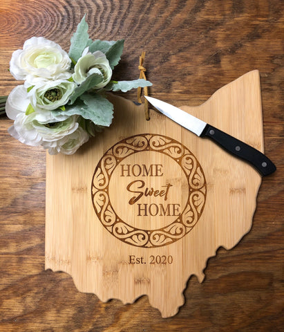 Ohio State Shape Cutting Board. Engraved Realtor Gift. - C & A Engraving and Gifts