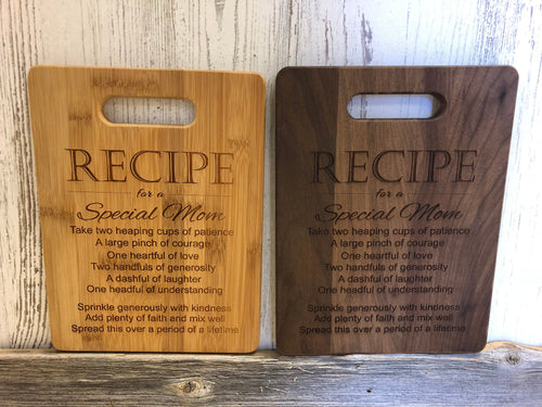 Recipe for a Special Mom Personalized Maple Cutting Board - 12x17