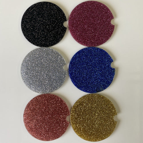 Set of 2 Car Coaster. Glitter Acrylic Car Coaster. Car Accessories. Gl – C  & A Engraving and Gifts