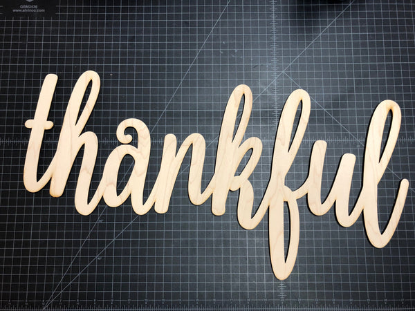 Thankful Words. Thankful Wall Decor. Wood Word Cut Out. Wooden Thankful Cut Out. Blessed Sign. - C & A Engraving and Gifts