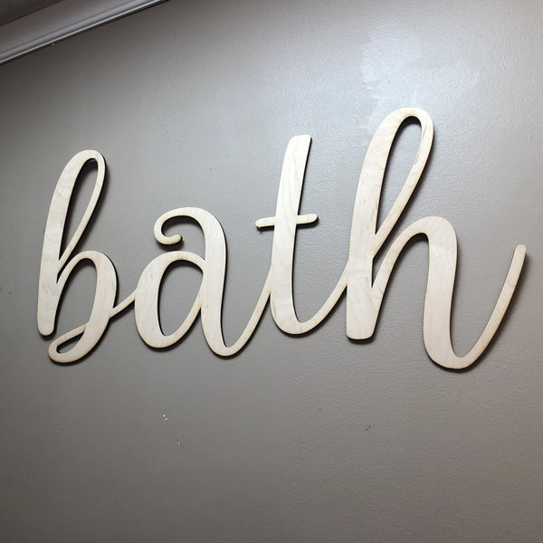 Bathroom Wall Decor. Wooden Bath Sign. - C & A Engraving and Gifts