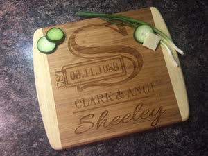 Personalized Initial Wedding Anniversary Cutting Board. Wedding Gift. - C & A Engraving and Gifts